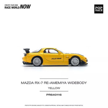 Mazda rx-7 (fd3s) re-amemiya widebody, yellow 1:64 Pop Race 098 - 2