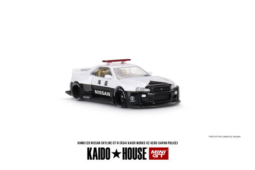 Mini GT 1/64 - Nissan Skyline GT-R R34 Kaido Works (V2 Aero) Police Mgt194 - 1