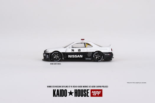Mini GT 1/64 - Nissan Skyline GT-R R34 Kaido Works (V2 Aero) Police Mgt194 - 3