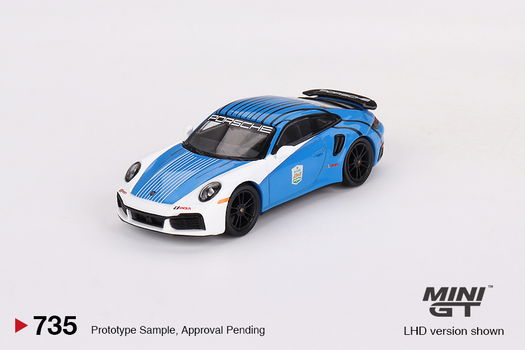 Mini GT 1/64 - Porsche 911 Turbo S Safety Car 2023 blauw Mgt204 - 0