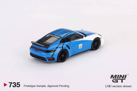 Mini GT 1/64 - Porsche 911 Turbo S Safety Car 2023 blauw Mgt204 - 1