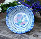 Vintage porseleinen handbeschilderde fruitschaal - wit en blauw met afbeelding van fruit - 1 - Thumbnail