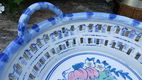 Vintage porseleinen handbeschilderde fruitschaal - wit en blauw met afbeelding van fruit - 5 - Thumbnail