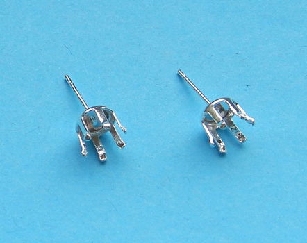 2 Oorstekers voor steen, zilver, 6mm - 0