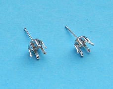 2 Oorstekers voor steen, zilver, 6mm