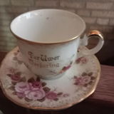 kop en schotel -oud, - tekst: ter uwer verjaardag