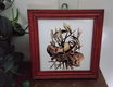 Vintage houten wandtegel in houten lijst - vogel - vogeltje - 0 - Thumbnail