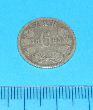 Zuid-Afrika - sixpence 1895 - Paul Kruger - zilver - 0