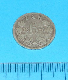 Zuid-Afrika - sixpence 1895 - Paul Kruger - zilver