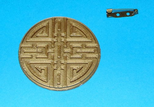 Feng Shui broche - bronskleur - 3D-print - 0