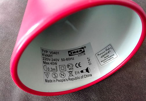Vintage wandlamp Ikea Kvart typ V0401 - rood - rode - 6