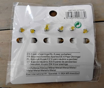 6 paar oorbellen - nieuw - 2