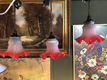 Set van 3 Franse Hanglampjes Tulpmodel Rood Randje - 0 - Thumbnail
