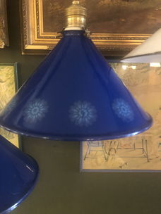 Prachtig Blauw Motief Frans Brocante Hang Lampje