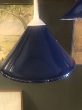 Prachtig Donkerblauw Frans Brocante Hang Lampje - 0