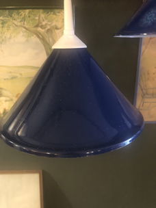 Prachtig Donkerblauw Frans Brocante Hang Lampje