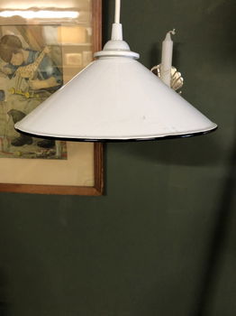 Prachtig Wit Emaille Hanglampje (NOS) Gebruiksklaar !! - 0