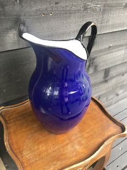 Grote Blauw Emaille Water of Bloemen Kan. - 3