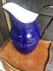 Grote Blauw Emaille Water of Bloemen Kan. - 4 - Thumbnail