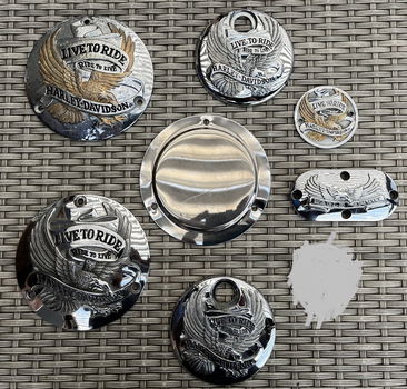 Harley live to ride, ride to live shovel & EVO inspectiecovers, point covers & tank doors cover. - 0
