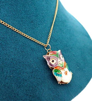 Cloisonnee uiltje aan ketting - 2