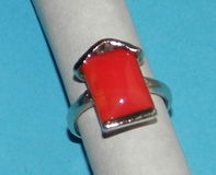 Zilveren ring met rode Agaat, model D, maat 17