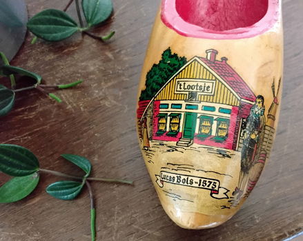 Vintage beschilderd houten klompje - Bols jenever - Lucas Bols - 1575 - 2