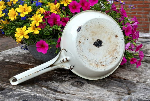 Oude vintage geëmailleerde koekenpan - emaille - koekepan - 2