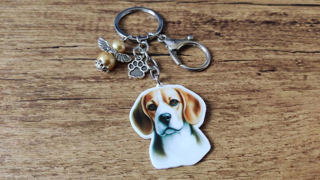 Sleutelhanger Beagle groot met beschermengeltje - 0