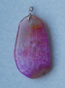 Paarse Druzy Agaat hanger, steen B, met hangeroog - 0