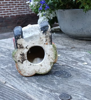 Vintage keramieken tuinkabouter met grasmaaier - 2