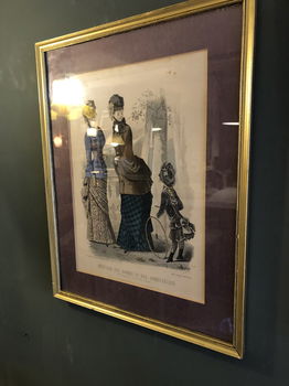 Prachtige Mooie Franse Damesmode prent in Gouden Lijst. - 6