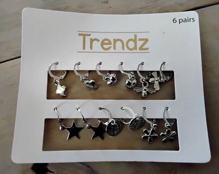 6 paar oorbellen - nieuw - 0