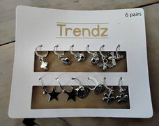 6 paar oorbellen - nieuw