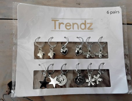 6 paar oorbellen - nieuw - 1