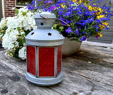 Lantaarntje voor waxinelichtje - rood glas - buiten of binnen