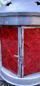 Lantaarntje voor waxinelichtje - rood glas - buiten of binnen - 5