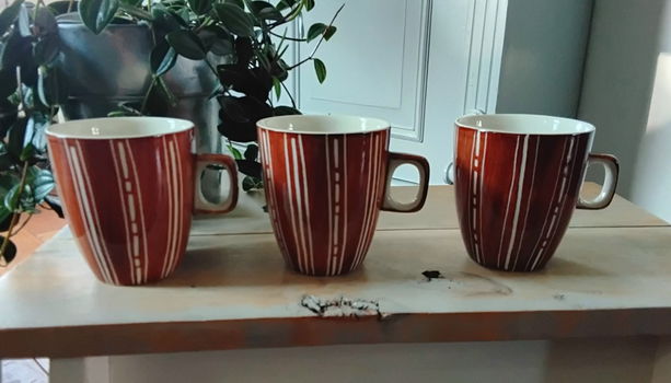3 kopjes van Vic's HandPainted - mokjes - senseo formaat - 3