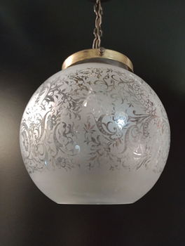 Mooie vintage hanglamp met bol van glas - 2