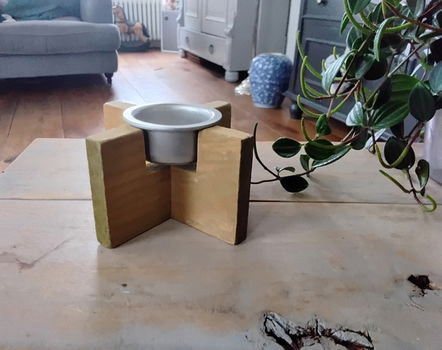 Ikea Snillrik - vintage houten waxinelichthouder met metalen cup (nieuw) - 1