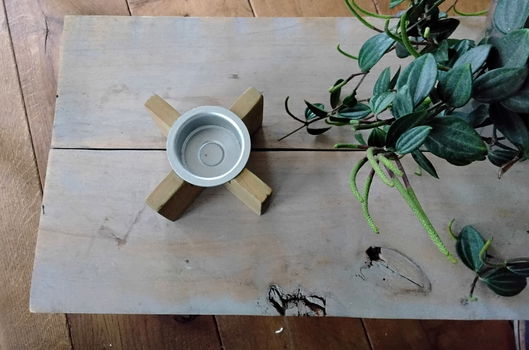 Ikea Snillrik - vintage houten waxinelichthouder met metalen cup (nieuw) - 4
