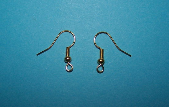 2 Oorhanger haakjes, goudkleurig - 0