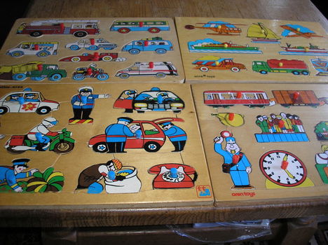 Kinderpuzzels, houten puzzels met of zonder knopjes - - 1