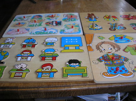Kinderpuzzels, houten puzzels met of zonder knopjes - - 2