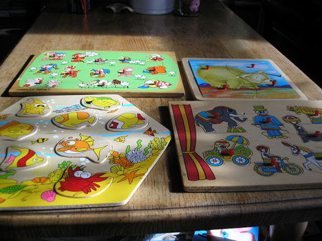 Kinderpuzzels, houten puzzels met of zonder knopjes - - 4