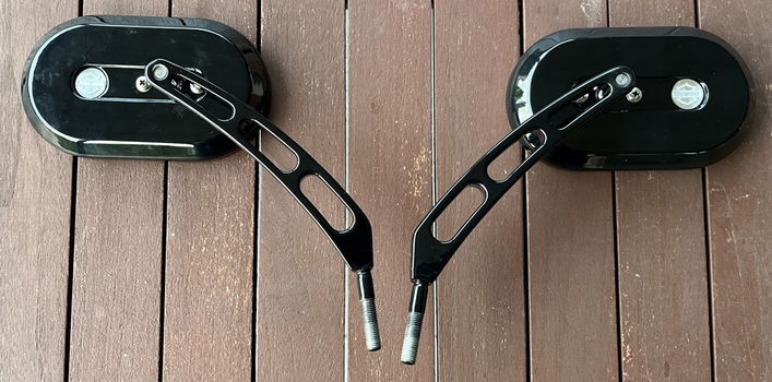 Harley spiegels L+R, zwart, in prima staat. - 1