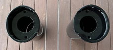 Harley bovenste voorvork covers, zwart glans, asymmetrische uitsparing voor diameter 41mm voorvork