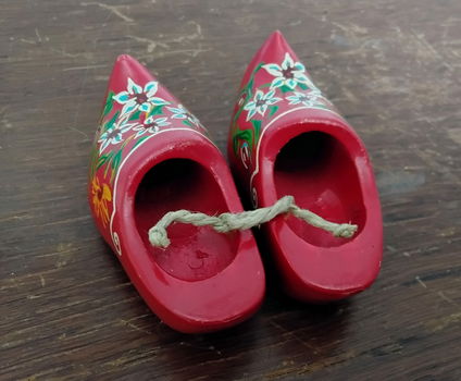 Houten mini klompen - klompjes - rood - rode - 4