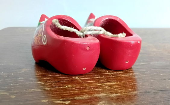 Houten mini klompen - klompjes - rood - rode - 6