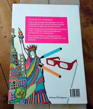 3D-kleurboek voor volwassenen - Steden (met 3D-bril) - nieuw - 4